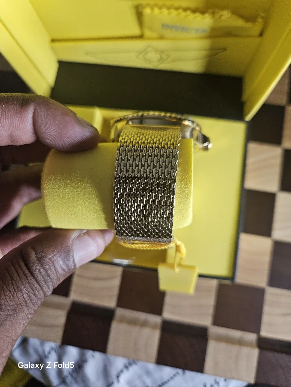 Invicta Grand Diver Gold Tone Mesh Bracelet Watch with Black Dial 47mm